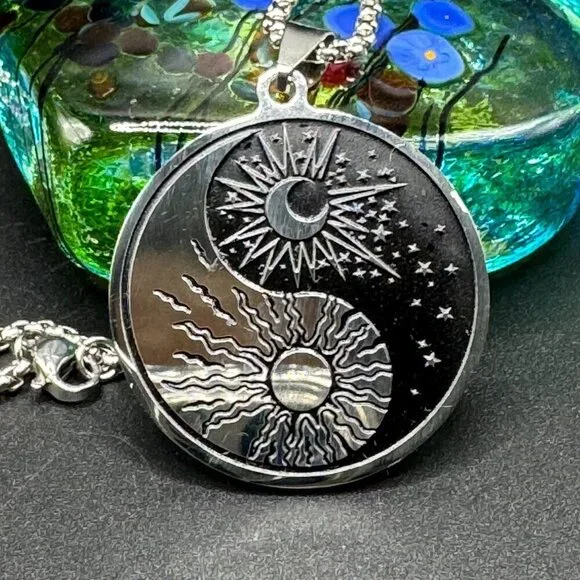 Yin Yang Necklace Pendant Stainless Steel #1457 - Picture 5 of 9